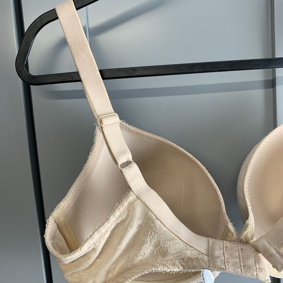 Wacoal Bra 36DDD Lace Finesse Lined Cup Underwire 853201 Adjustable Tan - Picture 4 of 7